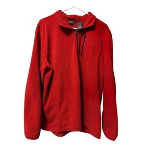 Eddie Bauer Men's Red Pullover Mock Turtle Neck Sweater Fleece Size Large L